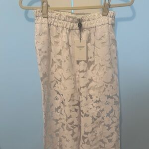 White Floral Lace Pants